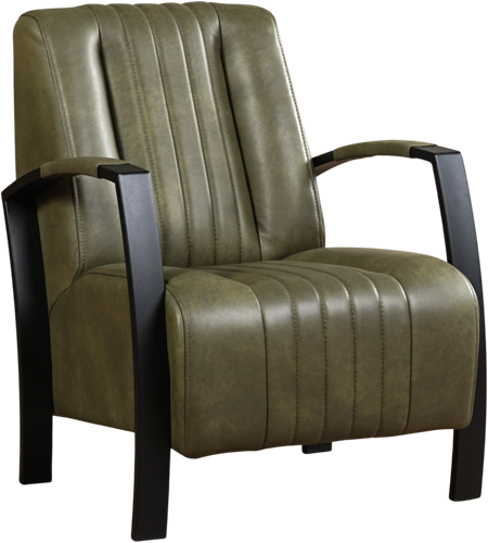 Leren industriële fauteuil Glamour - Granada leer Moss - Frame zwart
