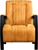 Leren industriële fauteuil Glamour - Kenia Leer Cognac - Frame zwart-2