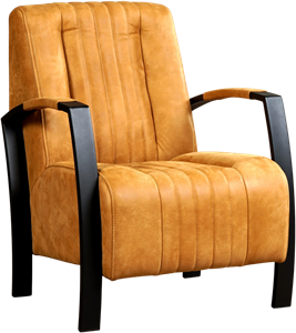 Leren fauteuil glamour 300 bruin, bruin leer, bruine stoel