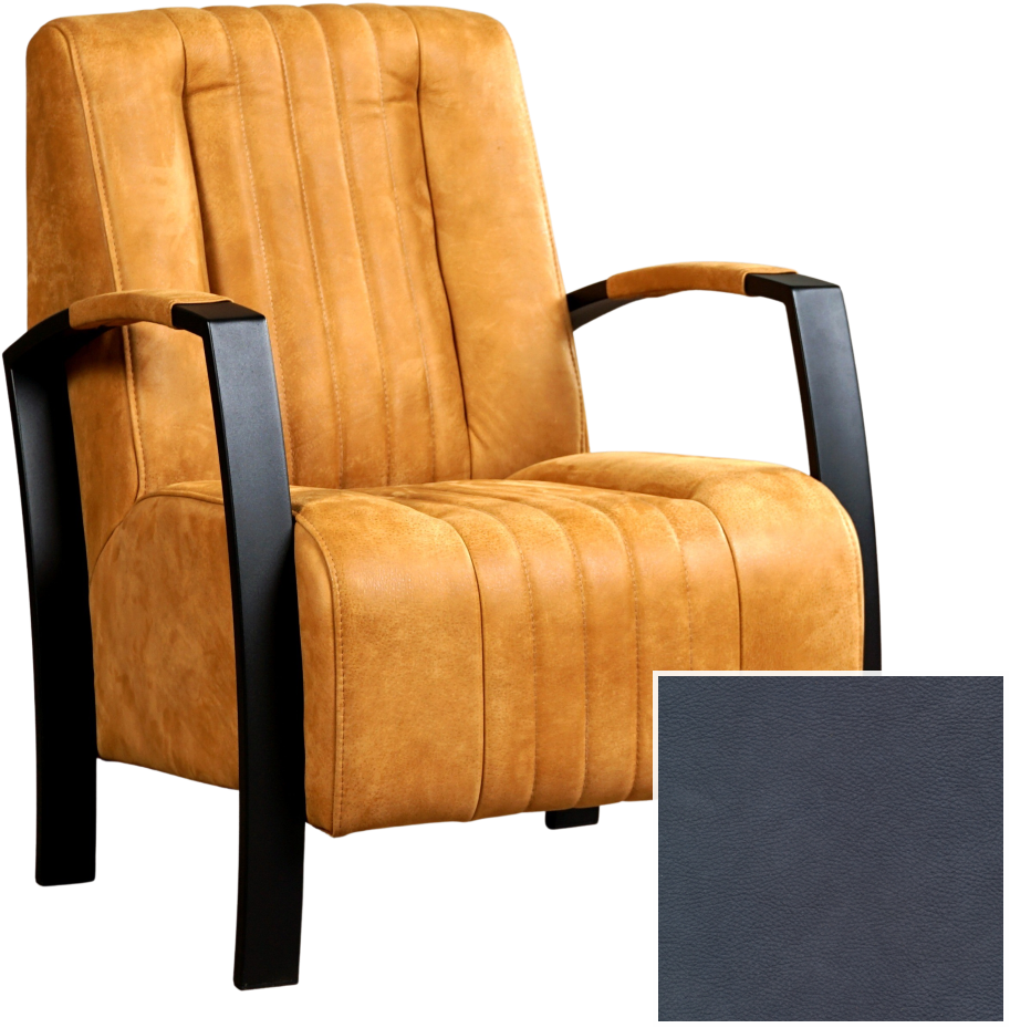 Discriminatie op grond van geslacht ongeduldig Megalopolis Leren industriële fauteuil Glamour - Kenia Leer Denim - Frame zwart ShopX
