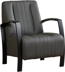 Leren industriële fauteuil Glamour - Toledo Leer Antracite - Frame zwart