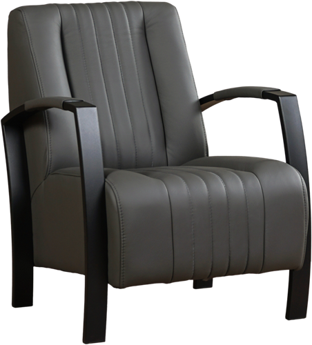 Leren industriële fauteuil Glamour - Toledo Leer Antracite - Frame zwart