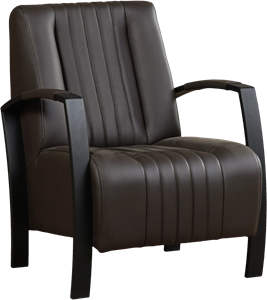 Leren stock fauteuil glamour 138 bruin, bruin leer, bruine stoel