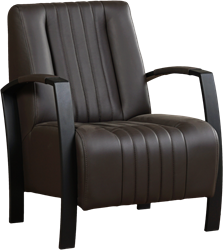 Leren industriële fauteuil Glamour - Toledo Leer Caffe - Frame zwart