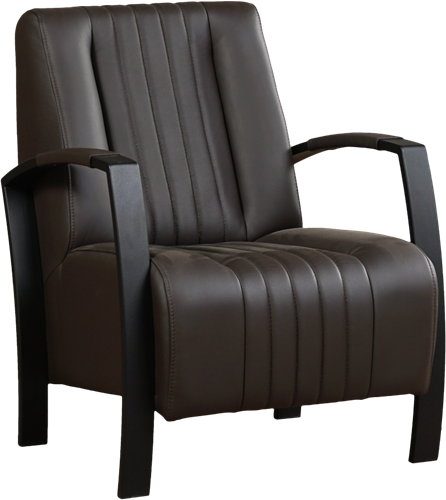 Leren industriële fauteuil Glamour - Toledo Leer Caffe - Frame zwart