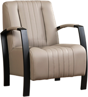 Leren industriële fauteuil Glamour - Toledo Leer Khaki - Frame zwart