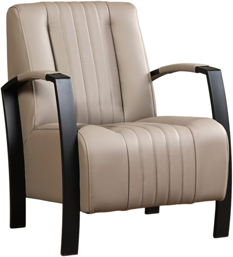 Leren industriële fauteuil Glamour - Toledo Leer Khaki - Frame zwart