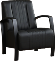 Leren industriële fauteuil Glamour - Toledo Leer Nero - Frame zwart