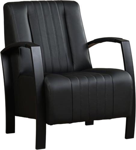 Leren industriële fauteuil Glamour - Toledo Leer Nero - Frame zwart
