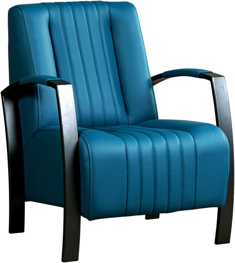 Nadeel enkel Pelgrim Leren industriële fauteuil Glamour - Toledo Leer Turquoise - Frame zwart  ShopX