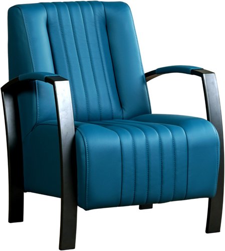 Leren industriële fauteuil Glamour - Toledo Leer Turquoise - Frame zwart