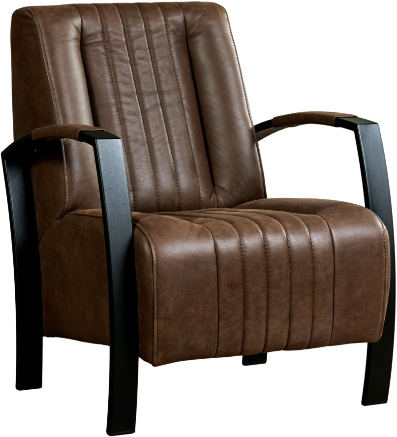 Initiatief Citaat spreker Leren industriële fauteuil Glamour - Vintage Leer Brown - Frame zwart ShopX