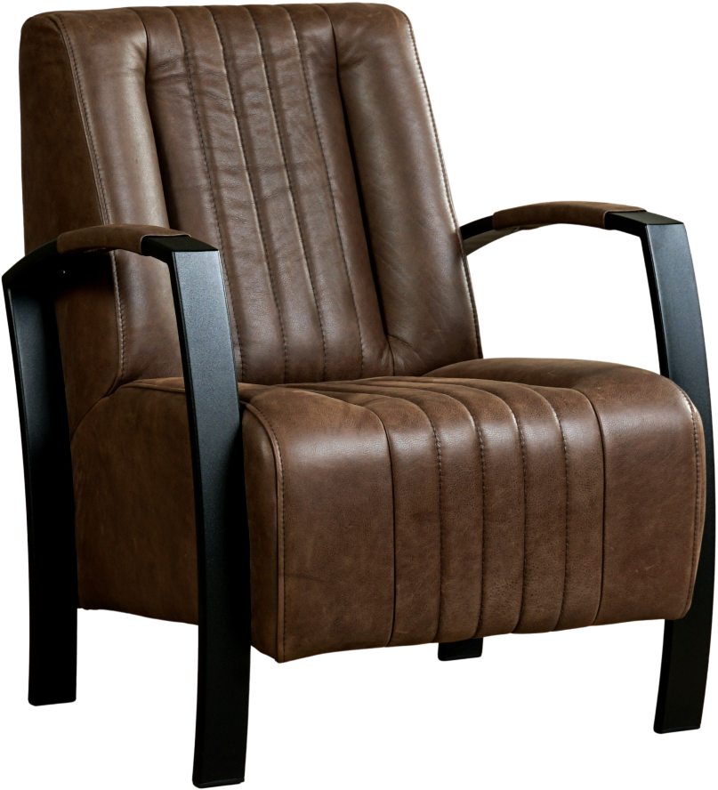 Portret heldin gemeenschap Leren industriële fauteuil Glamour - Vintage Leer Brown - Frame zwart ShopX