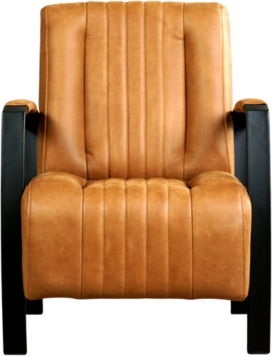 Leren industriële fauteuil Glamour - Vintage Leer Cognac - Frame zwart-2