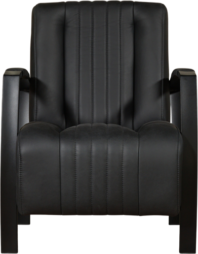 Leren industriële fauteuil Glamour - Rancho Leer Nero - Frame zwart-2