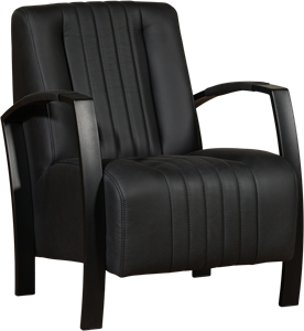 Leren fauteuil glamour 3.51 zwart, zwart leer, zwarte stoel