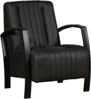 Leren industriële fauteuil Glamour - Rancho Leer Nero - Frame zwart