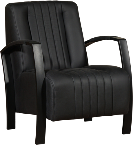 Leren industriële fauteuil Glamour - Rancho Leer Nero - Frame zwart