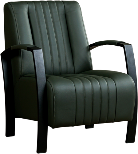 Leren industriële fauteuil Glamour - Toledo Leer Verde - Frame zwart