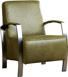 Leren fauteuil glory 329 groen, groen leer, groene stoel