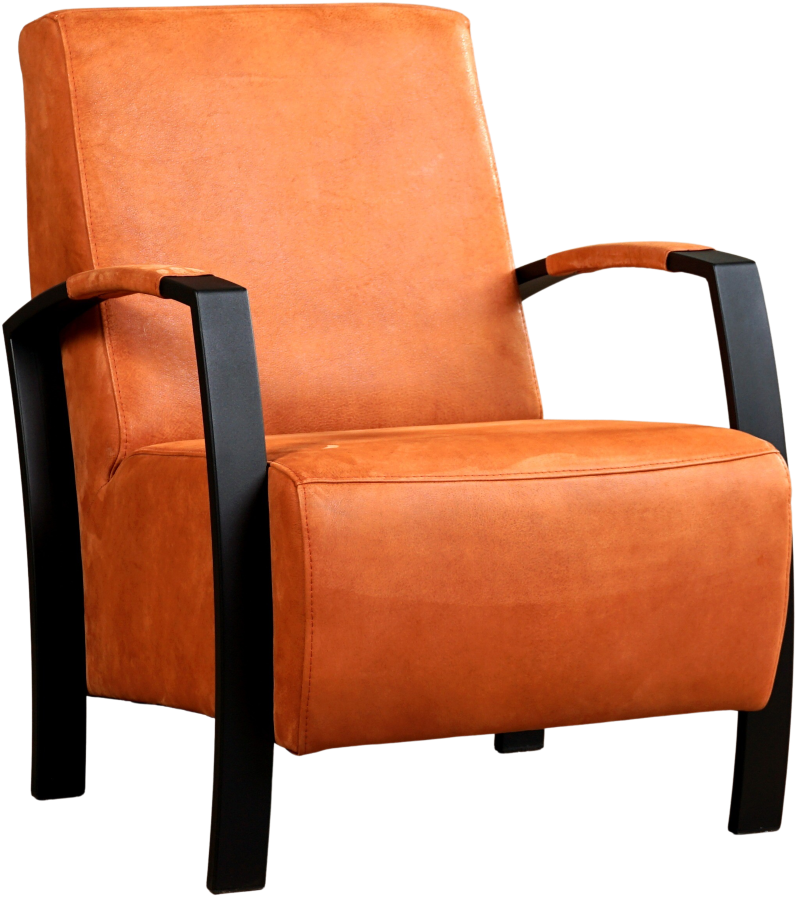 Leren industriële fauteuil Glory - Kenia Rost - Frame zwart ShopX