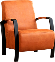Leren industriële fauteuil Glory - Kenia Leer Rost - Frame zwart