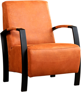 Leren fauteuil glory 312 oranje, oranje leer, oranje stoel