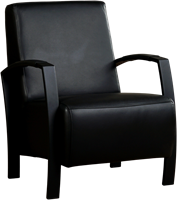 Leren industriële fauteuil Glory - Massif Leer Nero - Frame zwart