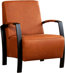 Leren industriële fauteuil Glory - Rancho Leer Cognac - Frame zwart