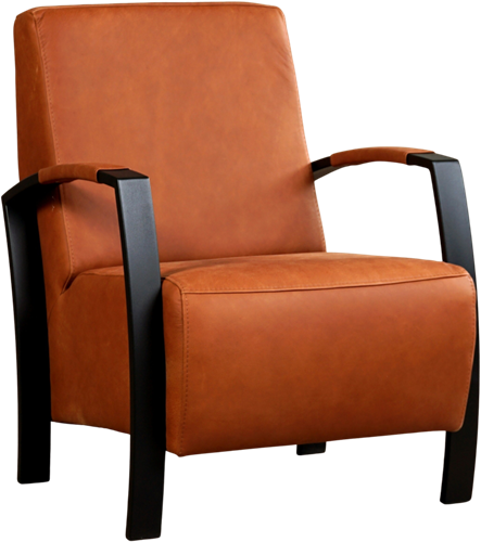 Leren industriële fauteuil Glory - Rancho Leer Cognac - Frame zwart