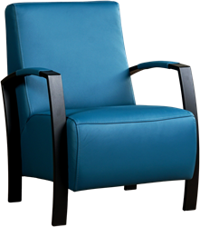 Leren industriële fauteuil Glory - Toledo Leer Turquoise - Frame zwart