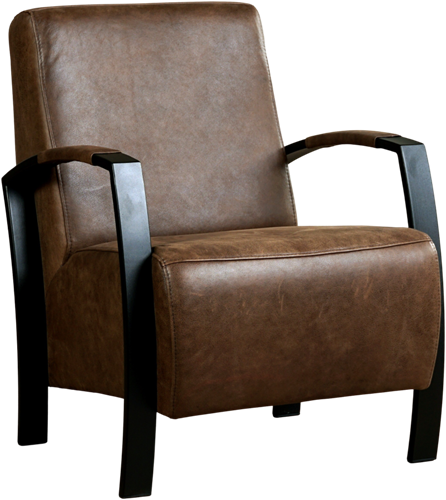 Leren industriële fauteuil Glory - Vintage Leer Brown - Frame zwart