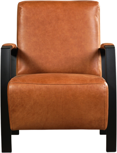 Leren industriële fauteuil Glory - Vintage Leer Cognac - Frame zwart-2