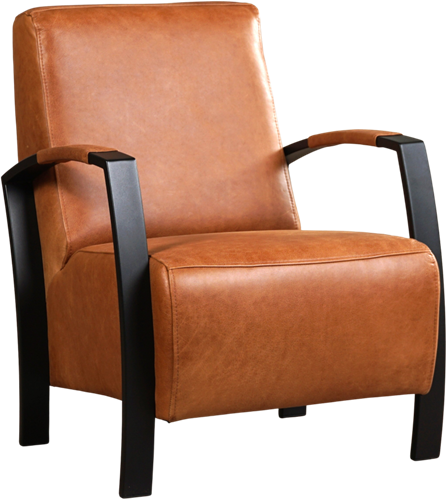 Leren industriële fauteuil Glory - Vintage Leer Cognac - Frame zwart