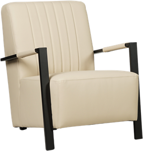 Crème leren industriële stalen fauteuil Honest - Toledo Leer Betulla (crème leer)