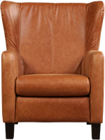 Leren oorfauteuil Hug - Vintage Leer Cognac - Hout bruin-2