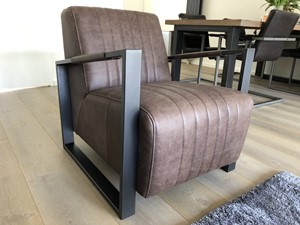 Leren fauteuil jolly bruin, bruin leer, bruine stoel