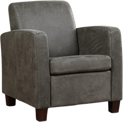 Leren fauteuil Joy - Kenia Leer Antracite - Hout zwart