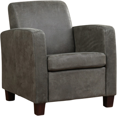 Leren fauteuil Joy - Kenia Leer Antracite - Hout zwart