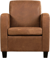 Leren fauteuil Joy - Kenia Leer Brown - Hout zwart-2