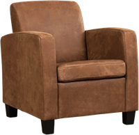 Leren fauteuil Joy - Kenia Leer Brown - Hout zwart