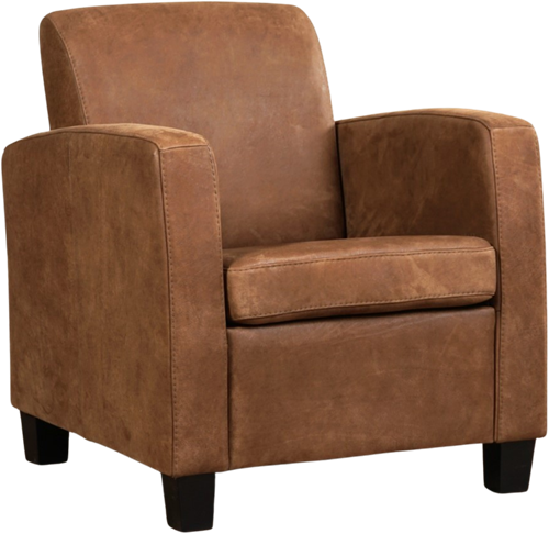 Leren fauteuil Joy - Kenia Leer Brown - Hout zwart