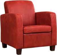 Leren fauteuil Joy - Kenia Leer Burgundy - Hout zwart