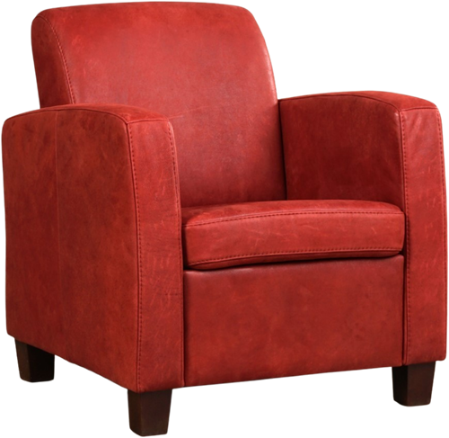 Leren fauteuil Joy - Kenia Leer Burgundy - Hout zwart