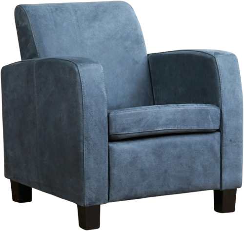 Leren fauteuil Joy - Kenia Leer Denim - Hout zwart