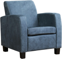 Leren fauteuil Joy - Kenia Leer Denim - Hout bruin