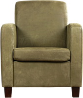 Leren fauteuil Joy - Kenia Leer Olive - Hout zwart-2