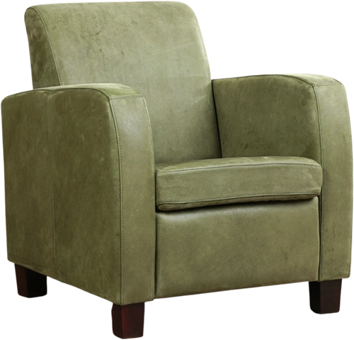 Leren fauteuil Joy - Kenia Leer Olive - Hout bruin