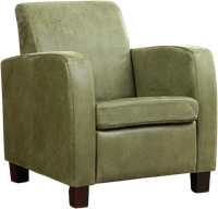 Leren fauteuil Joy - Kenia Leer Olive - Hout zwart