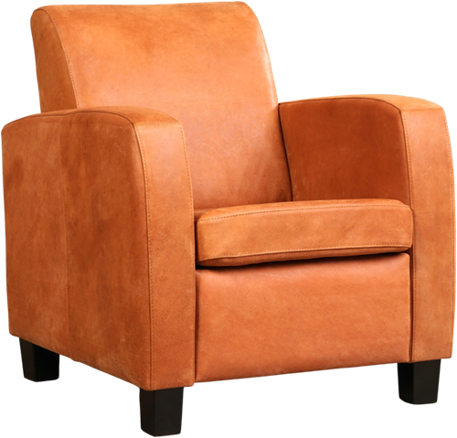 Leren fauteuil Joy - Kenia Leer Rost - Hout zwart